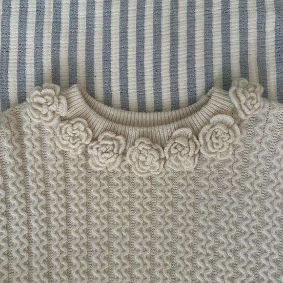 Zara Off-White Knit Sweater with Rosette Details - Picture 3 of 5